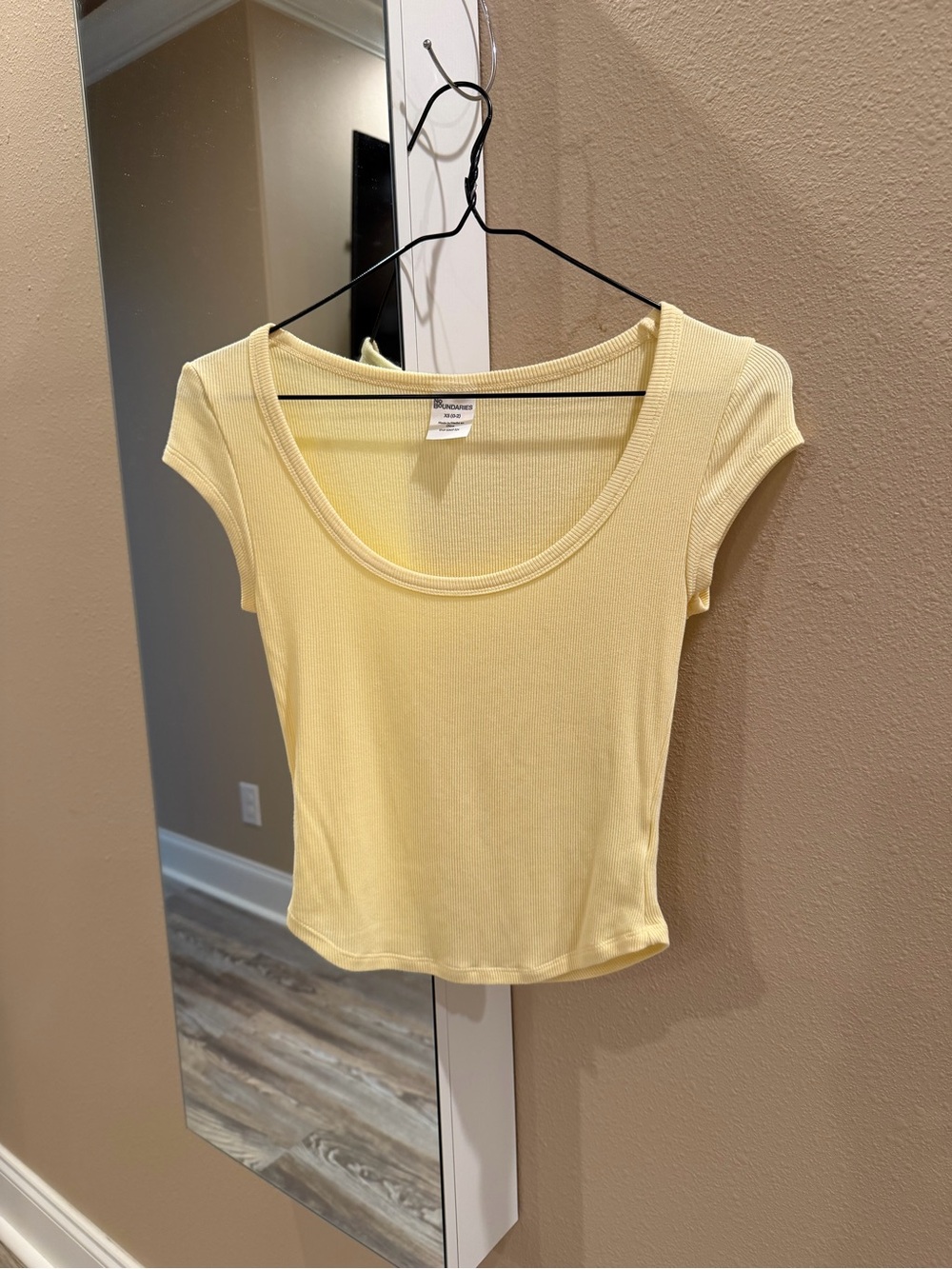 No Boundaries Pale Yellow Ribbed Scoop Neck Tank